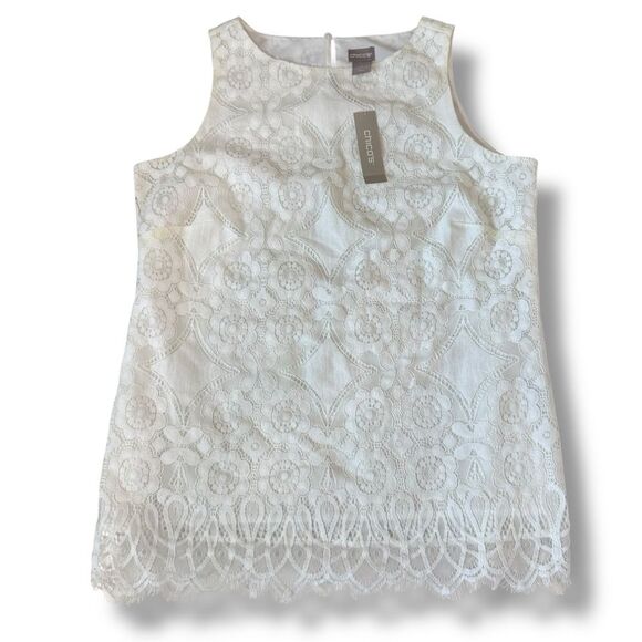 Chico’s White Lace Tank Top Size 1 NWT Women’s Fancy Sleeveless Blouse - Picture 2 of 5
